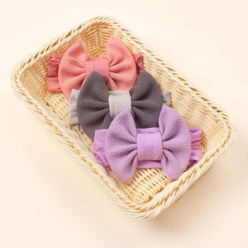 New children's threaded headgear, baby candy-colored nylon bow headscarf, summer baby headband