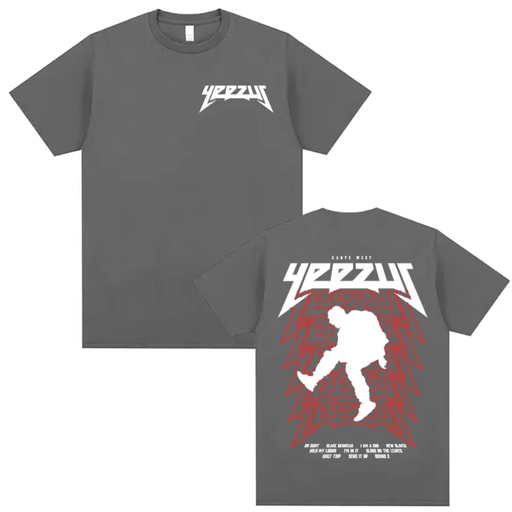 Rapper Kanye West Yeezus Tour Album Merch T Shirt Mens Clothing Hip Hop Harajuku Tshirt Unisex Casual Cotton Tshirt Streetwear