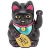 4 Inch Lucky Cat Decor Hand Waving Welcoming Cat for Home Desk Ornament Gift Giving Black