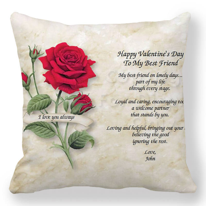 Creative Valentine's Day Happy Letters Digital printing short plush pillow covers for car sofa office cushion cover home goods