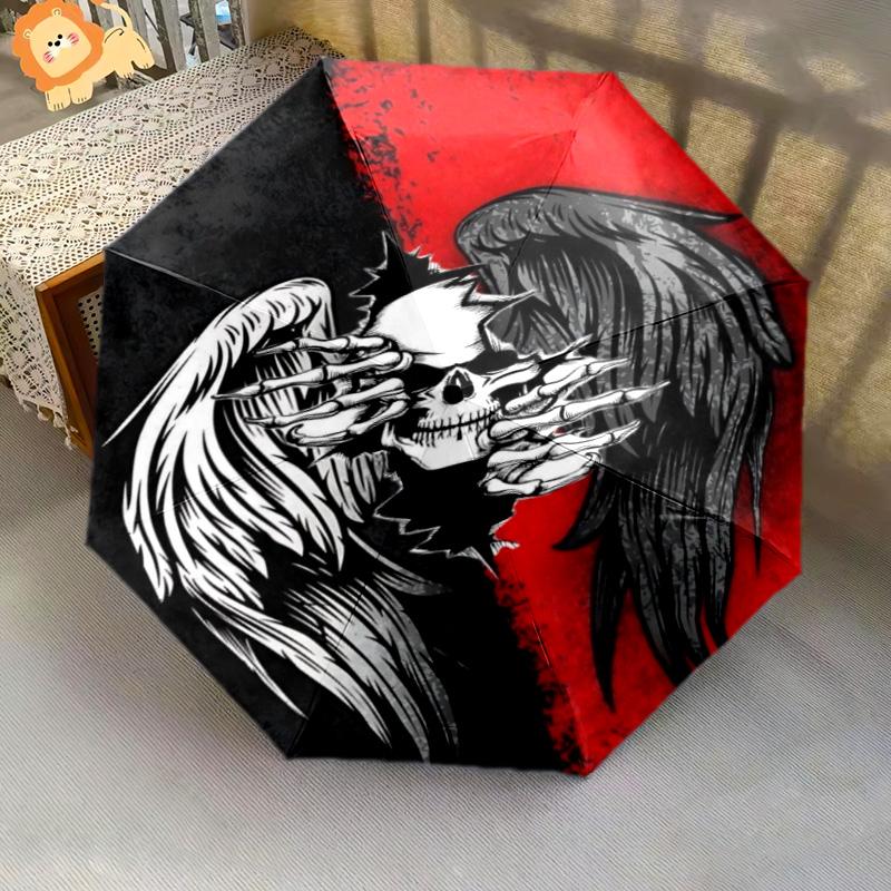 1PC Skull Automatic Umbrella - Suitable Travel Outdoor Portable Umbrella Birthday Gift Daily Essentials
