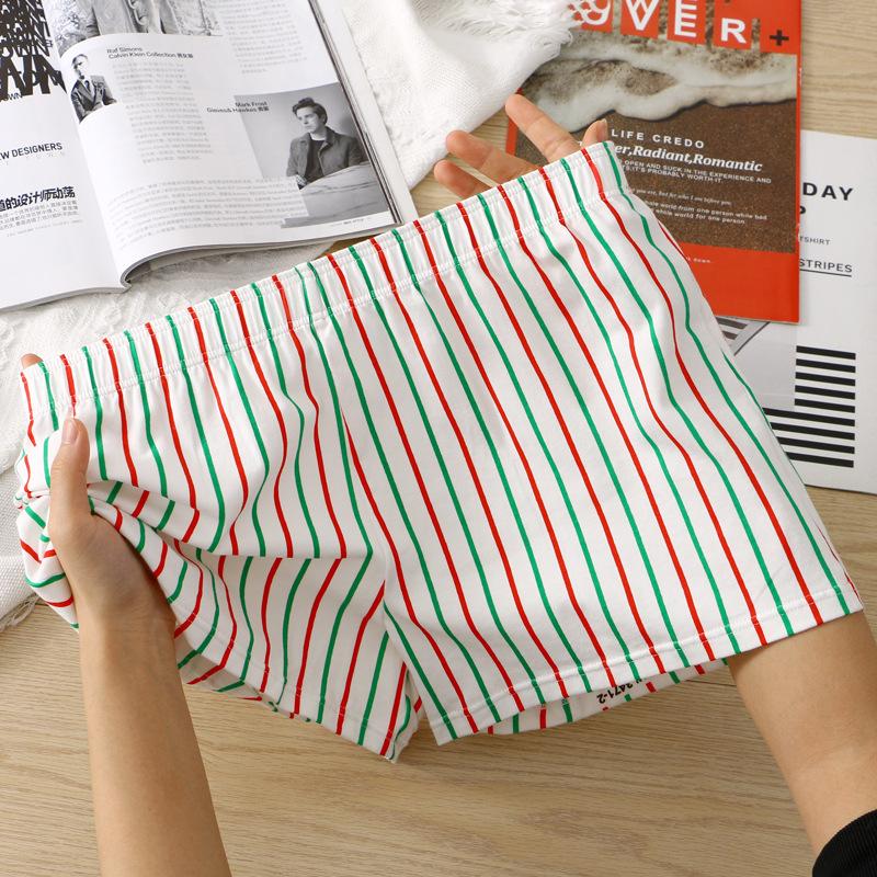 

Мужские боксеры в вертикальную полоску, удобные мягкие хлопковые трусы со средней талией, большие размеры, нижнее белье, свободная домашняя одежда 2XL красный/зелёный