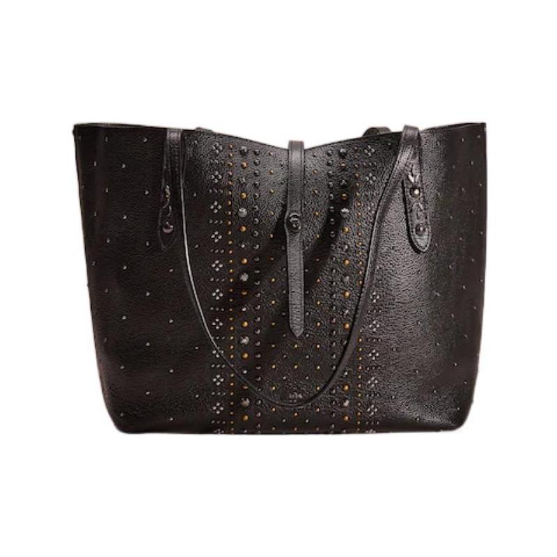 

COACH Market Tote 31 Turnlock Closure Interior Zipper Pocket Pebbled Leather Handy Shoulder Bag Large Women s Black чорний