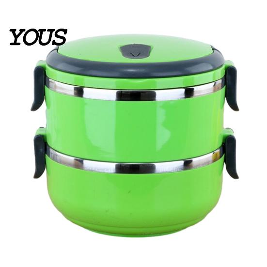 Separate Layer Bento Box Stackable Insulated Lunch with Handle, Stainless Steel Interior Easy Cleaning Portable Thermal Design, Leak-Proof Food