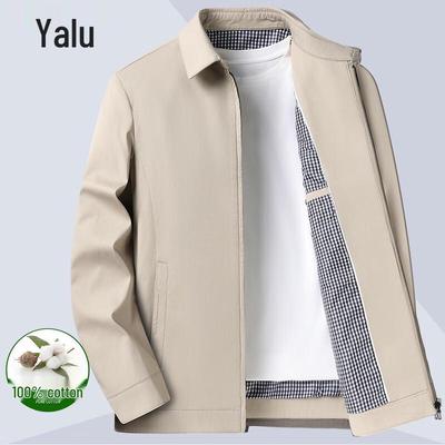 Yalu Men's 100% Cotton Lapel Casual Jacket