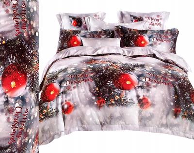 Christmas Bedding Set, Cotton Satin, 160x200 + 2x70x80, Christmas Tree, Bubbles