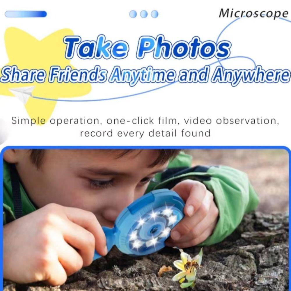 8 LED Lights Digital Microscope 100X Mini Microscope Handheld Magnifying Glass  Gifts for Kids