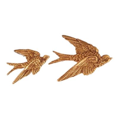 Gold Swallow Wall Decors 3D Resin Flying Bird Hanging Sculpture Floating Ornament for Entryway Living Room Bedroom Styling Housewarmings Gift