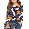 Girls Long Sleeve T Shirts Kids Fall Tops Crewneck Halloween Printed Basic Tees 3-9Y