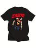 Herren Vintage Italienisches Comic-Muster T-Shirt - Zagor Retro Print Schwarzes T-Shirt aus der Bailey Geddes Fumetti Serie