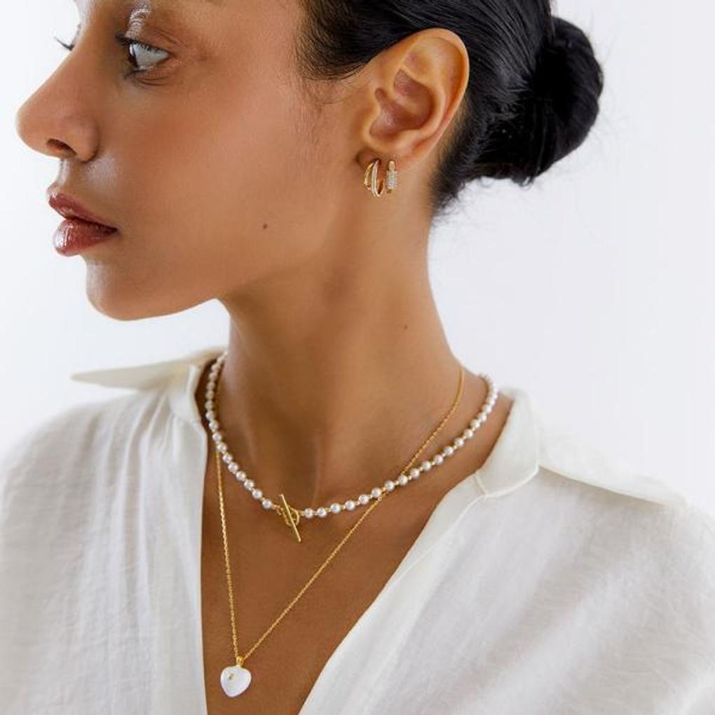 [POPTS] Basic Pearl Earth Toggle Bar Necklace OTN222518PYW