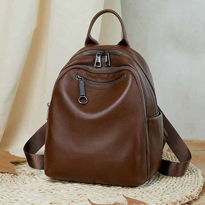 Women s Genuine Leather Backpack - Large/Small Size Convertible Shoulder Bag S коричневый