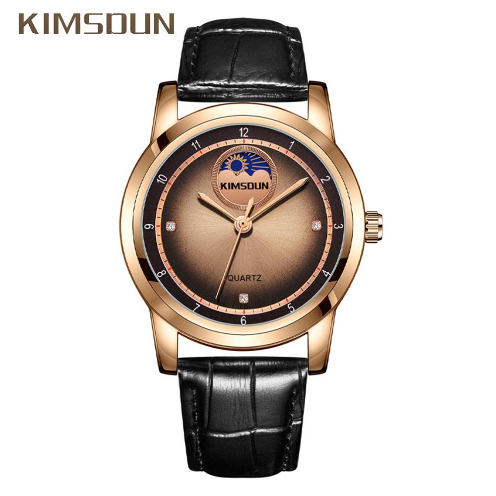 KIMSDUN Nové Sun God Golden Shidon Pánské hodinky Pánské hodinky Špičkové nemechanické hodinky Vodotěsné Quartz hodinky Moon Phase