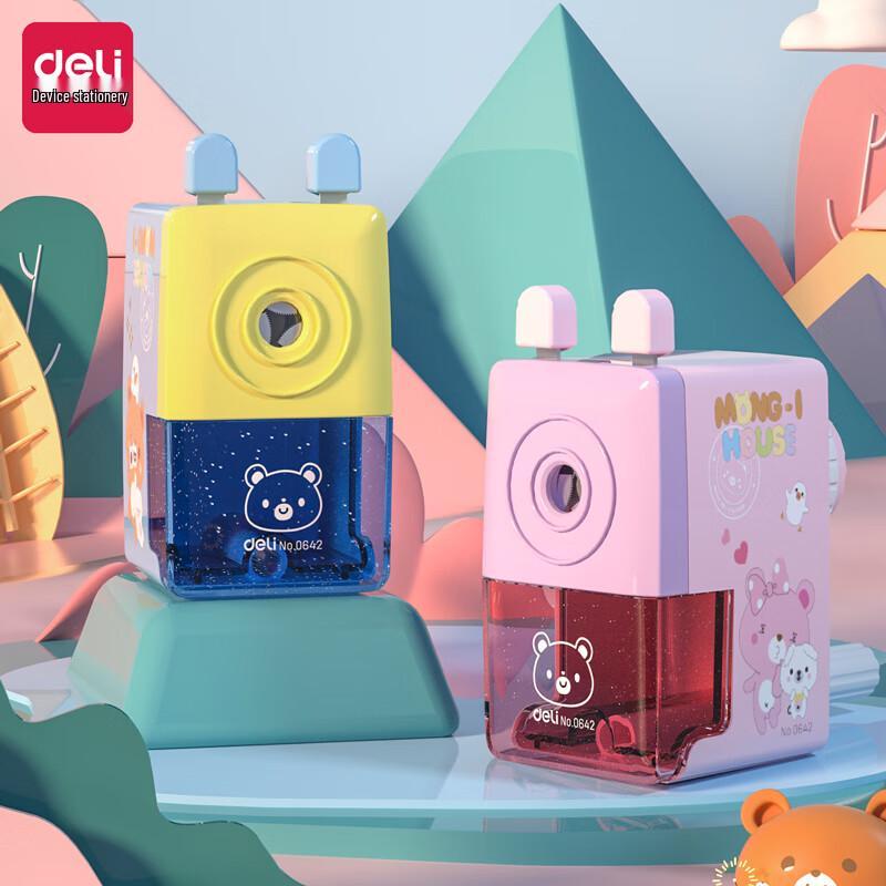 Deli Cartoon Hand-Crank Pencil Sharpener