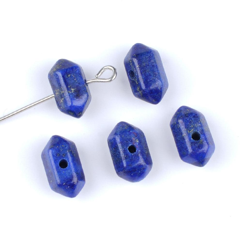 Pack of 5 Mini 12*6mm Center Hole Hex Prism Gemstone Beads Healing Crystal Double Point Spacer Beads For Handmade Craft Supplies