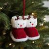 Decorative Fireplace Hanging Soft Plush Christmas Boot Ornament Knitted Handmade Style Holiday Gift Pendant for Xmas Tree Party Decor Tree Branch