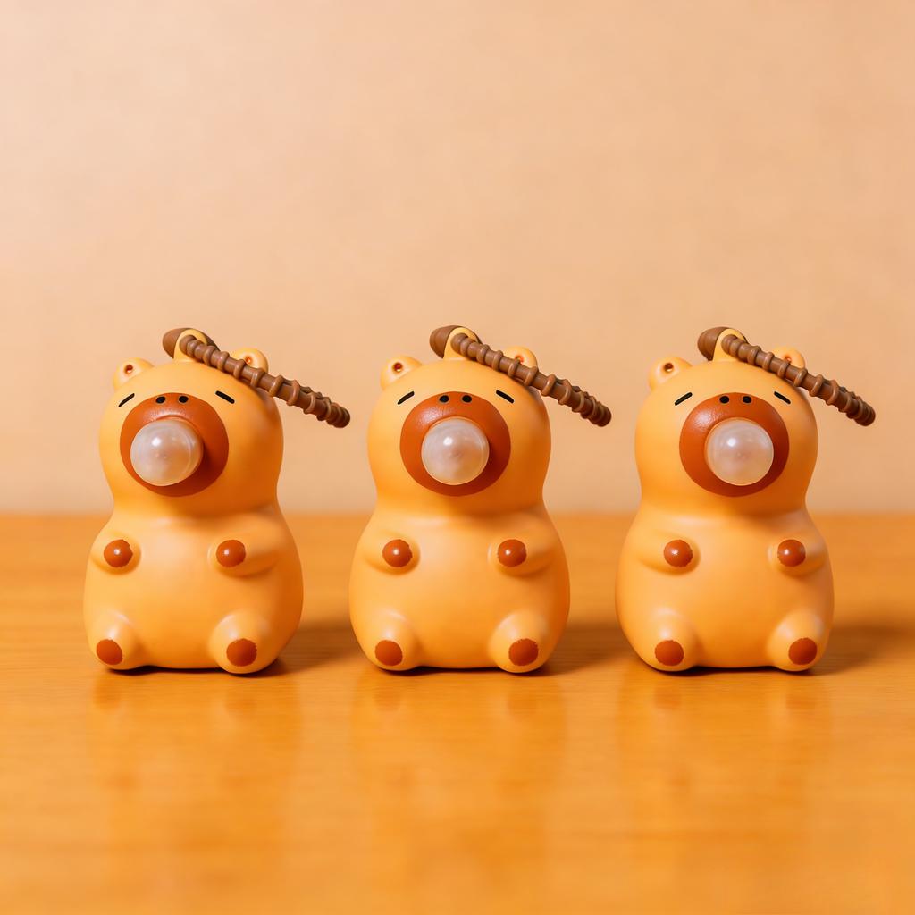 Porte-clés Jouet à presser Capybara Cracheur de Bulles pour Voiture - Jouet Anti-Stress Décompression Fidget Mignon Accessoire de Sac pour Tous les Âges Cadeau