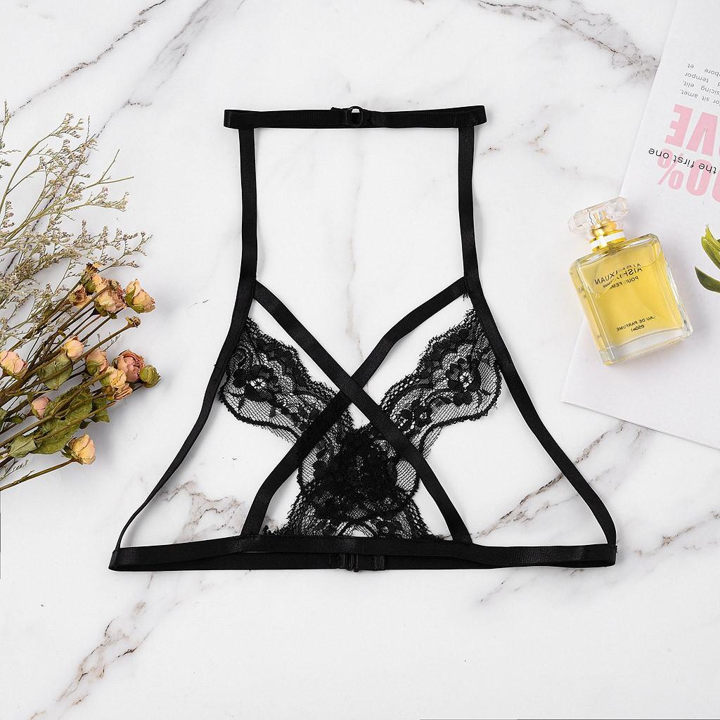 Bustier Women Cage Cage Strappy Bra Hollow Out Bra Alluring Bra Elastic Women Garter Lingerie Set Sexy Erotic Lingerie