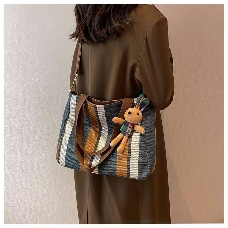 New Style Large-capacity Striped Single-shoulder Bag, Fashiable and Trendy Casual Handbag, Stylish Tote and Crossbody Bags sac