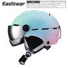 Gradient Color Ski Helmet With Integrated Goggles Adults Unisex Winter Snow Sports Protection