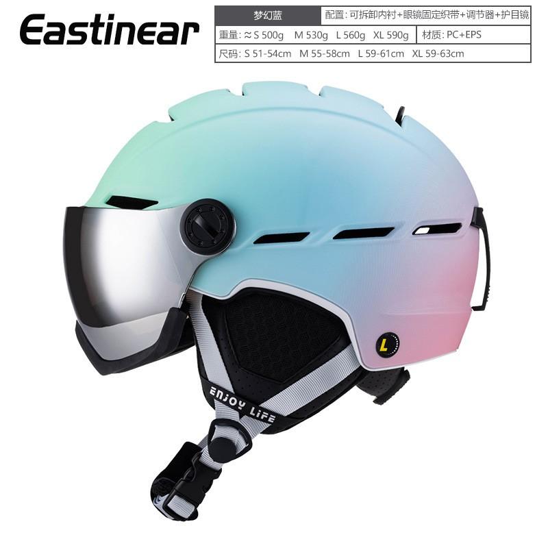 Gradient Color Ski Helmet With Integrated Goggles Adults Unisex Winter Snow Sports Protection