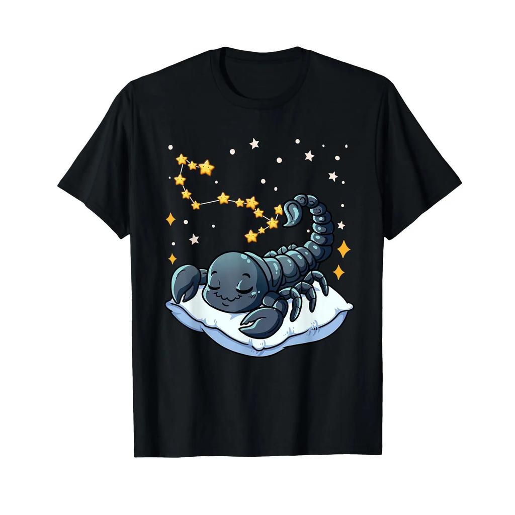 Star Sign Scorpio Sleep T Shirt Black Vintage Breathable Slightly Homme Designer Clothes Fashion Top For Everyday Wear