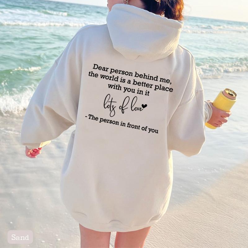 Felpa in peluche unisex tinta unita con stampa slogan - Pullover sportswear autunno/inverno da donna