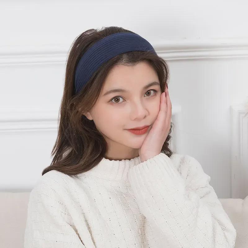 Mori Girl din țesătură coreeană Bentita cu boruri largi pentru femei - Accesoriu pentru păr de culoare uni