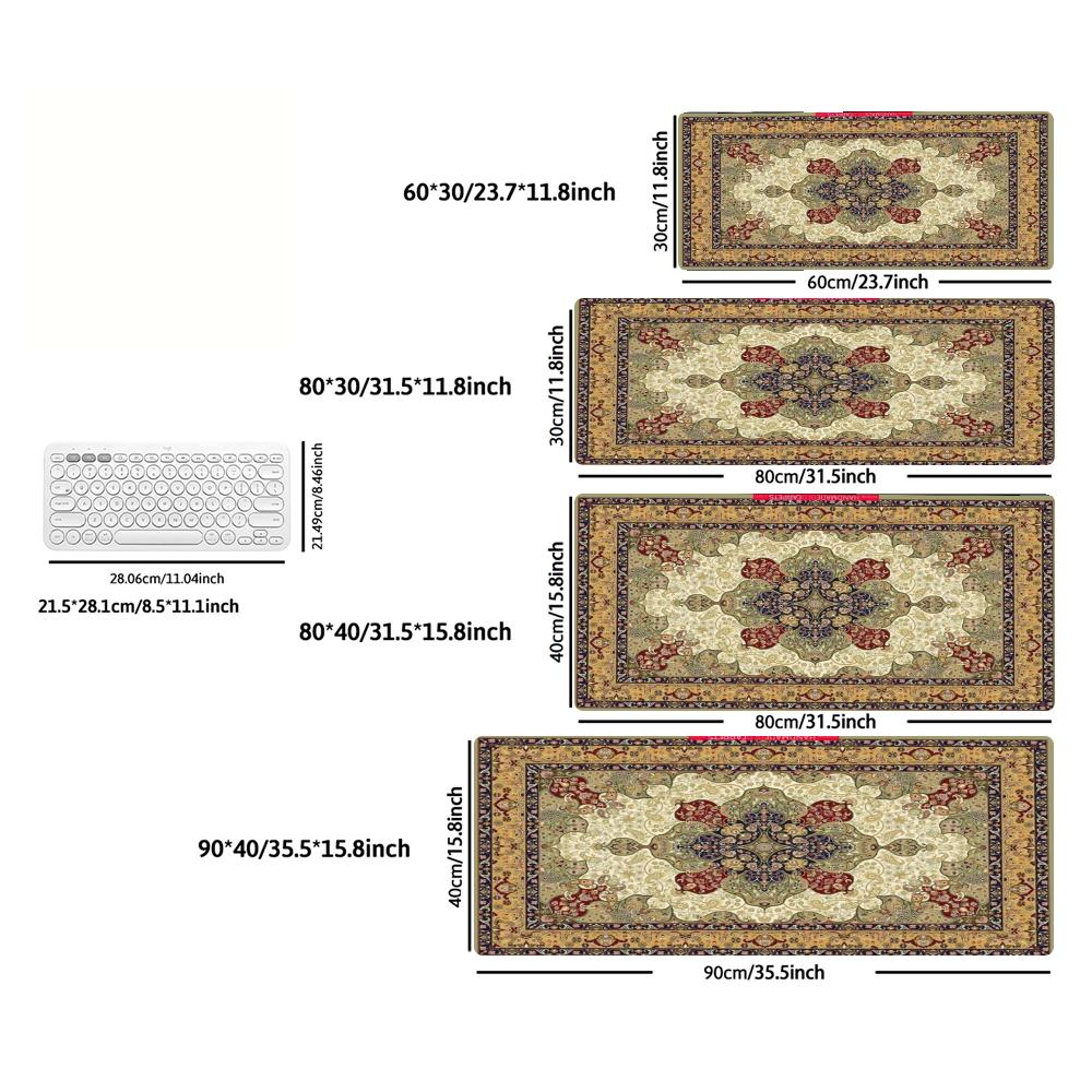 Oriental Mandala Persian Rug XXL Gaming Mouse Pad Non-Slip Rubber Deskmat Overlocked Edge PC Keyboard Desktop Game Table Mats