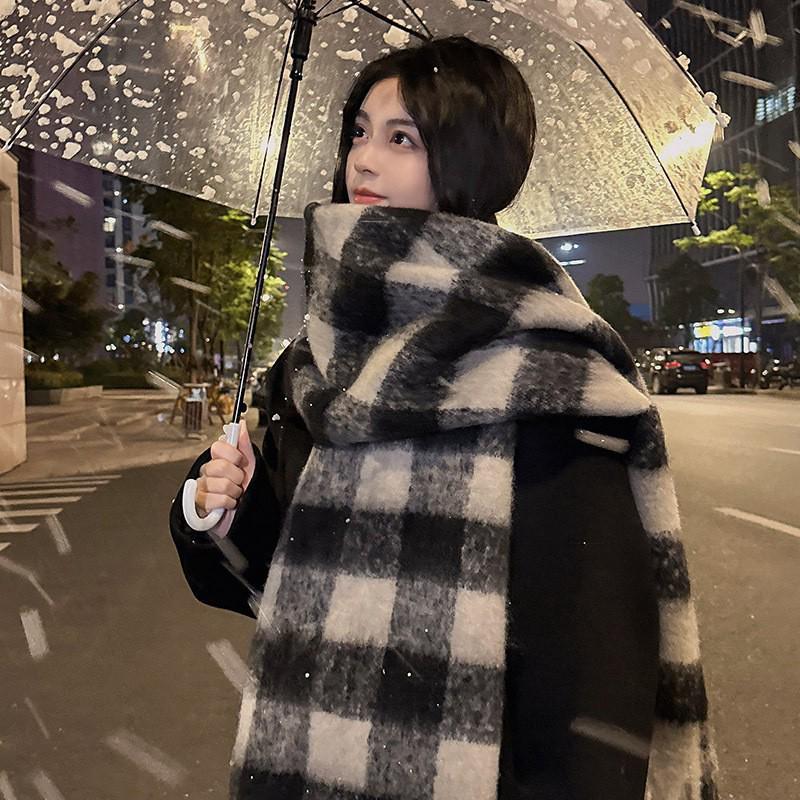 Women's Winter Imitation Cashmere Scarf - White Mohair Shawl Neck Warmer