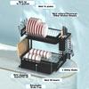 Over The Sink Dish Drying Shelf Rack with Drain Board 2-tier Carbon Steel Dish Drainer Multifunctional Kitchen Utensil Organizer All-in-one Counterto