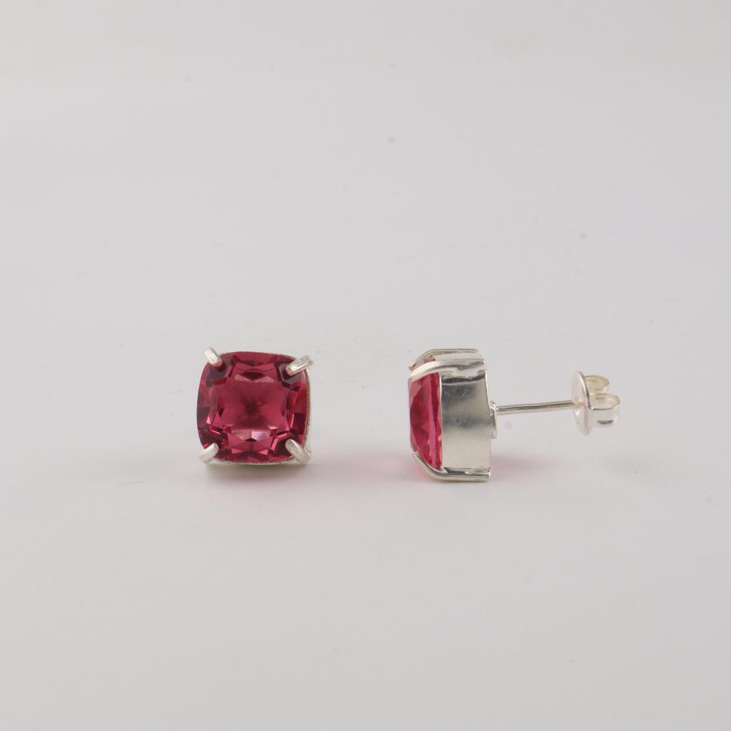 Pink Tourmaline Gemstone 925 Sterling Silver Women Jewelry Handmade Studs Earring 1" For Birthday Gift EE-181-4