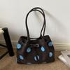 Polka Dot Shoulder Tote Bag Large Capacity Buckle Design For Daily Commuting Shopping