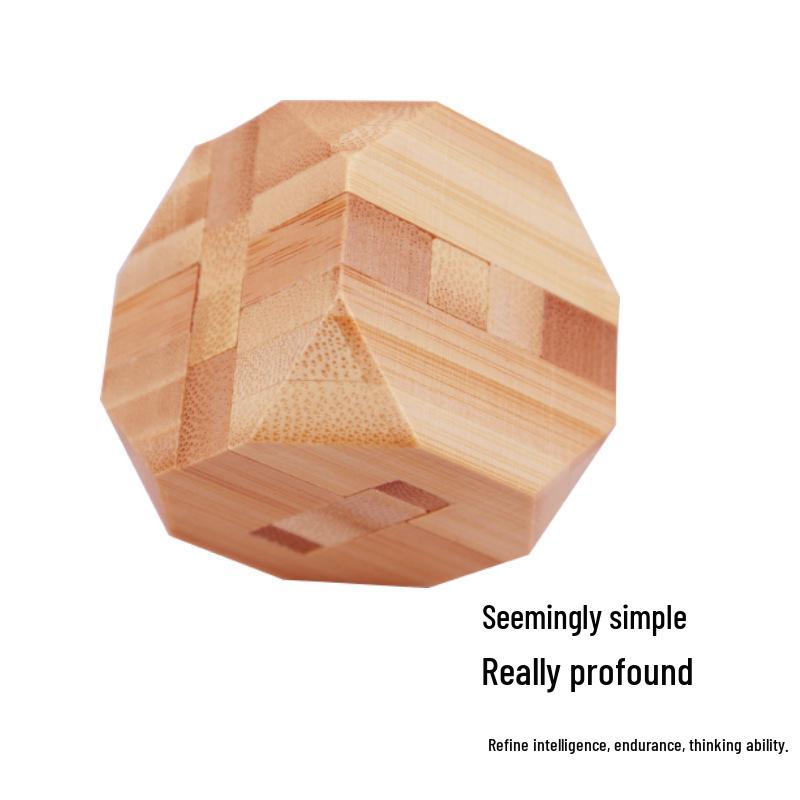 Mini Kongming Bamboo Lock: Compact 4.5 Cm Wooden Puzzle Toy for Intelligence and Dexterity Development.