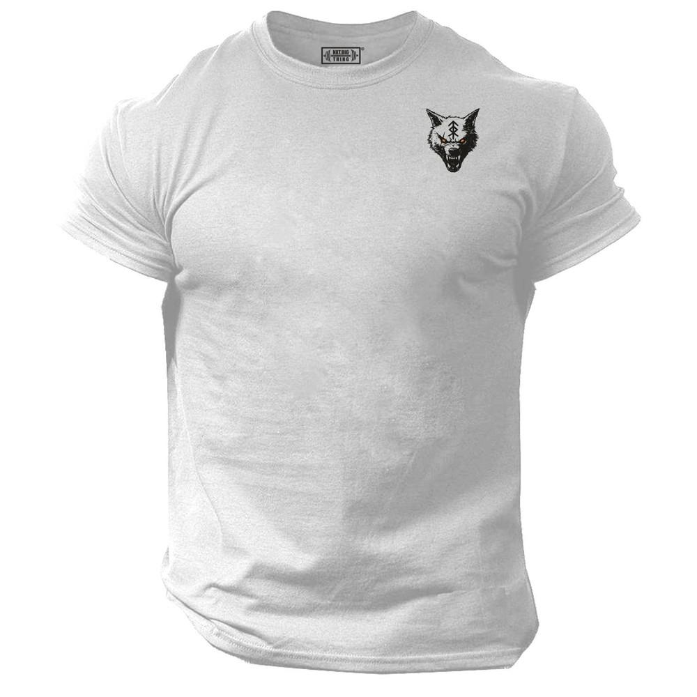 Vikings Wolf T Shirt Pocket Gym Clothing Bodybuilding Training Workout Mma Top