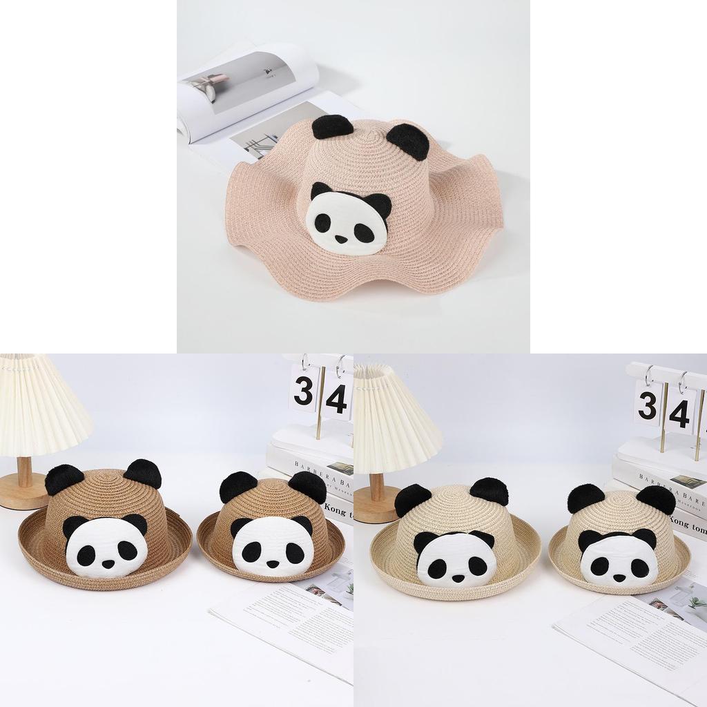 Panda Pattern Kids Summer Sun Hat With Wide Brim For Outdoor Play And Sun Protection