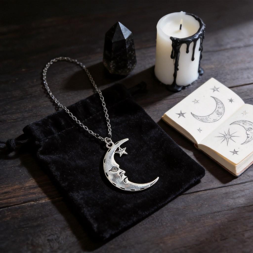 Gothic Moon Pendant Necklace With Zinc Alloy Geometric Design For Women