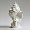 White Conch Shell Figurine, 3D Printed Nautical Coastal Tabletop Ornament for Living Room, TV Stand, Bookcase Shelf, Cabinet Decor