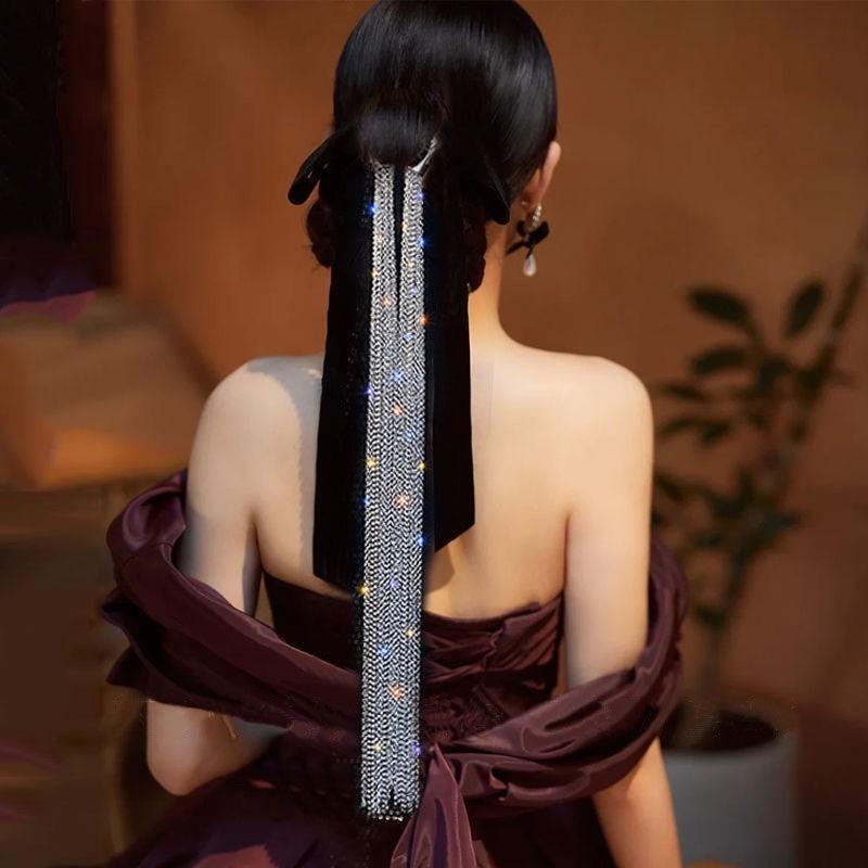 Elegant Long Layered Tassel Hair Chain Accessory Women Alloy Boho Chic Headpiece Hairpin