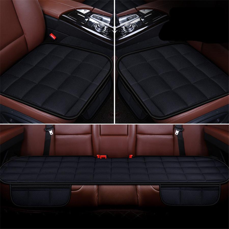 3Pc Car Seat Cushion Comfortable Bamboo Charcoal Breathable Front Back Rear Seat