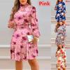 Wish Ladies Stack Collar Floral Print Dress