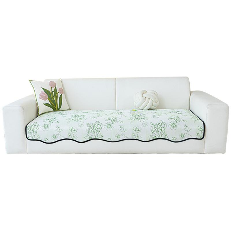 New Summer Cool Sofa Seat Cushion One Piece Straight Row Sofa Cover Summer Ice Silk Special-Shaped Sofa Cushion