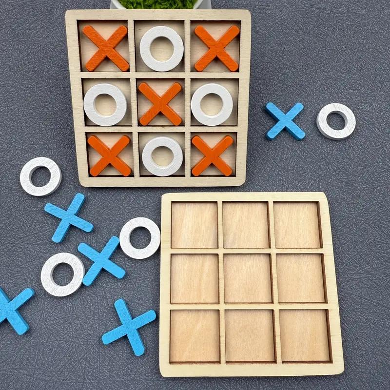 Wooden Tic Tac Toe Puzzle Game for Two Players Interactive Logic & Strategy Board Game Family Party Birthday Boys & Girls Gift