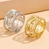 Gold-Plated Stainless Steel Leaf Ring – Adjustable Fairy Style for Women