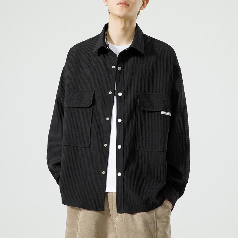 

Куртки для мужчин Весна и осень Новые тенденции Мужская универсальная свободная рабочая одежда Топы Повседневные куртки с лацканами для мужчин 3XL