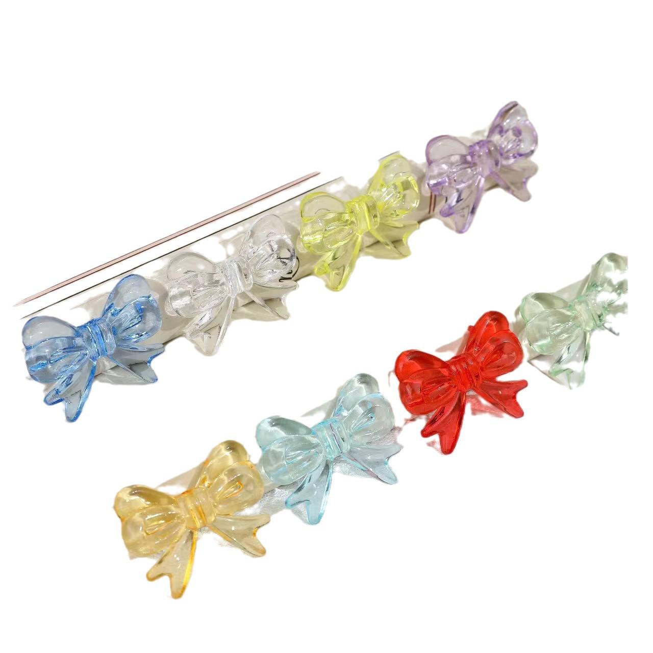 Transparent Bow Tie Hair Tie and Beaded Accessories Set Transparent, 100g, ~52 pieces