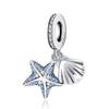 S925 Sterling Silver Starfish, Dolphin, and Turtle Charm Bracelet with Beaded Accessories
