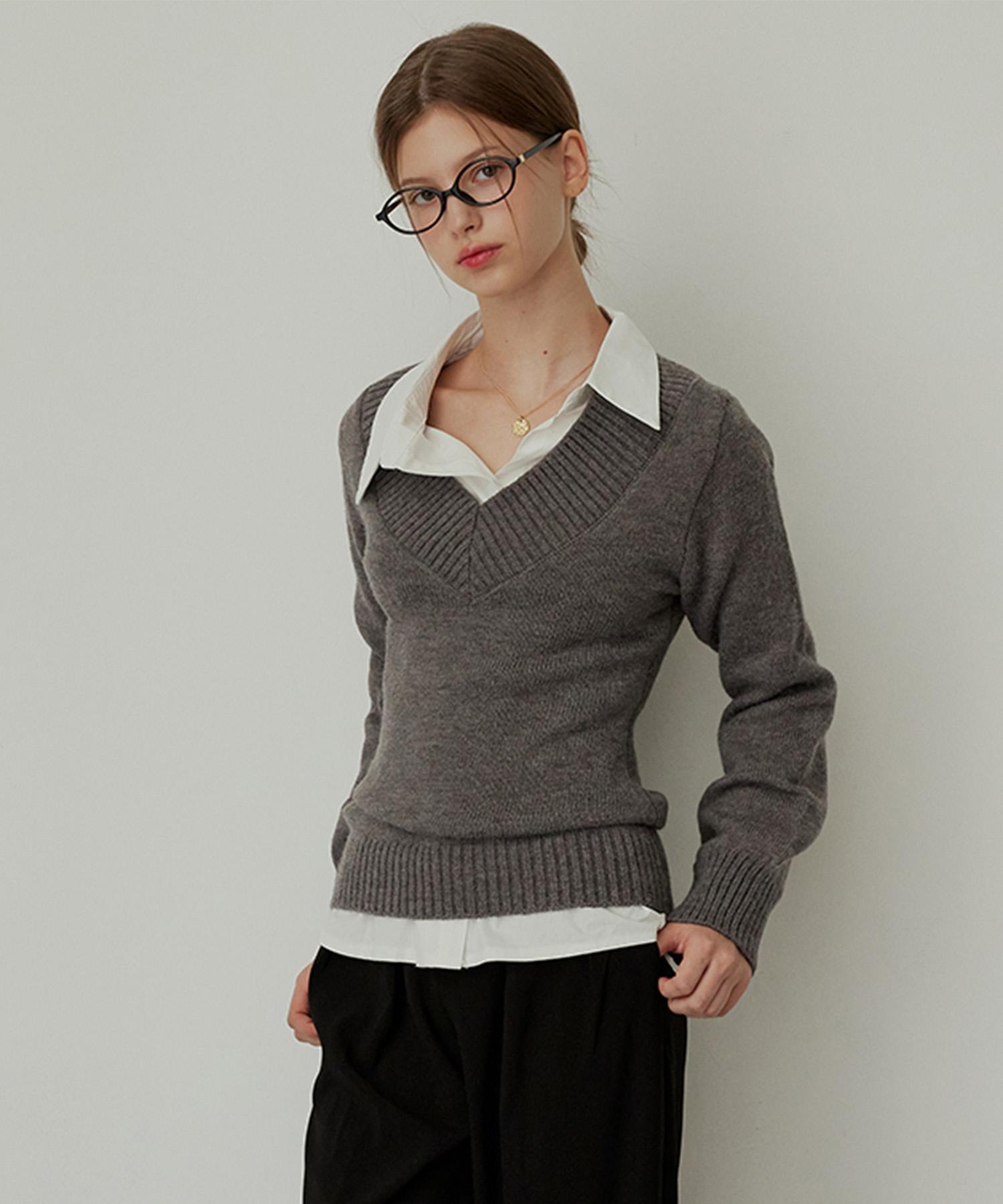 Hypernet Versailles V-Neck Knit - Gray See The Product Page