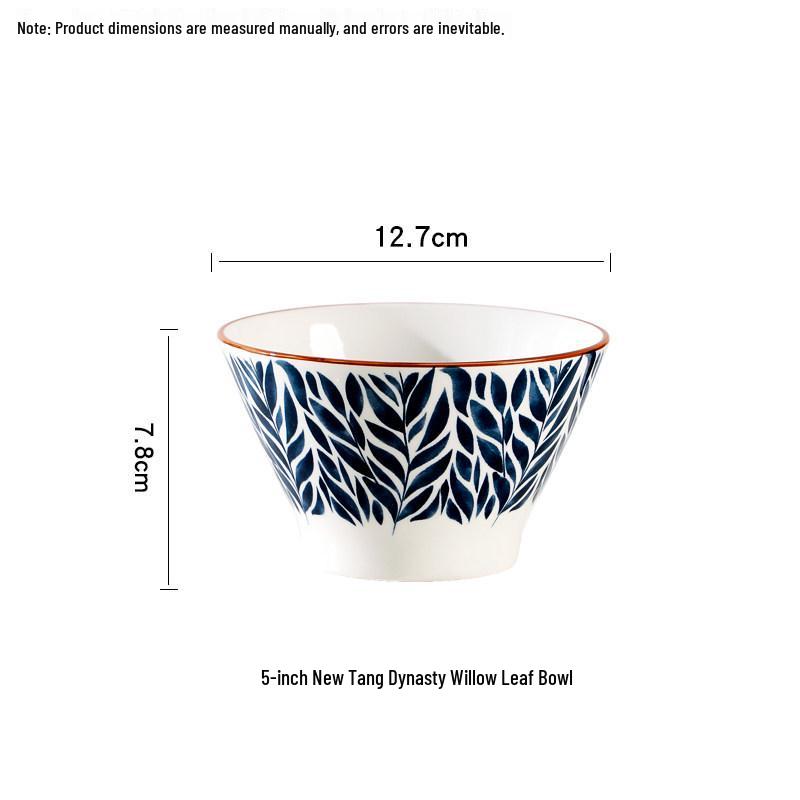 Set of 8 Japanese-Style 5-Inch Ceramic Rice Bowls for 2025, High-Footed Conical Hat Design for Home Use.