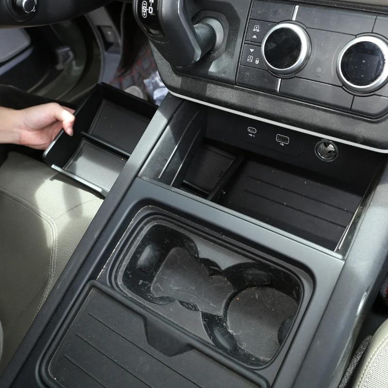 Pour Land Rover Defender 90 110 130 20-24 ABS Boîte de rangement inférieure de console centrale de voiture Boîte de rangement d'accoudoir Boîte pour téléphone Accessoires de voiture